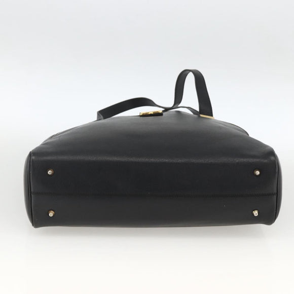 Christian Dior Hand Bag Leather Black Gold Auth BA11678