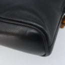 GUCCI Bamboo Hand Bag Leather 2way Black Gold 007 2865 0231 Auth BA11694-14