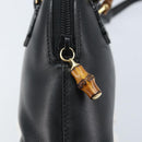 GUCCI Bamboo Hand Bag Leather 2way Black Gold 007 2865 0231 Auth BA11694-16