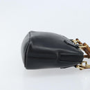 GUCCI Bamboo Hand Bag Leather 2way Black Gold 007 2865 0231 Auth BA11694-4