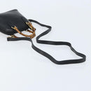 GUCCI Bamboo Hand Bag Leather 2way Black Gold 007 2865 0231 Auth BA11694-9