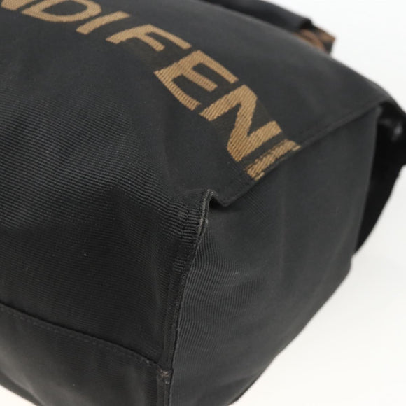FENDI Hand Bag Canvas Black Silver Auth BA11699
