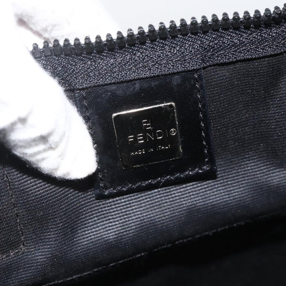 FENDI Hand Bag Canvas Black Silver Auth BA11699