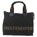 FENDI Hand Bag Canvas Black Silver Auth BA11699-2