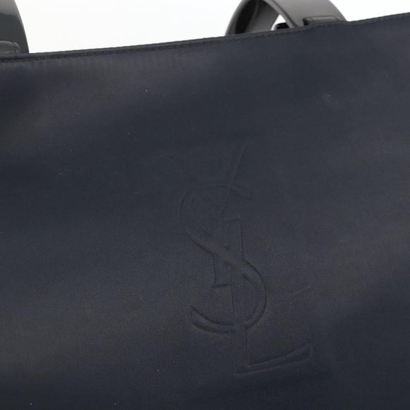 SAINT LAURENT Shoulder Bag Nylon Navy Silver Auth BA11701