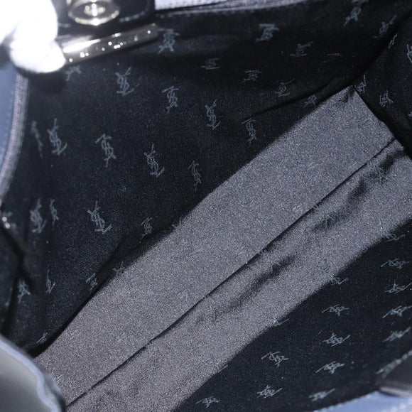 SAINT LAURENT Shoulder Bag Nylon Navy Silver Auth BA11701