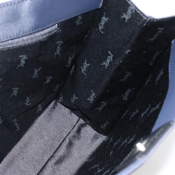 SAINT LAURENT Shoulder Bag Nylon Navy Silver Auth BA11701
