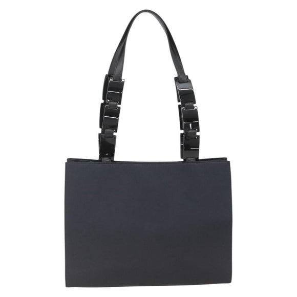 SAINT LAURENT Shoulder Bag Nylon Navy Silver Auth BA11701