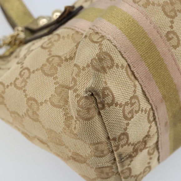 GUCCI GG Canvas Sherry Line Hand Bag Beige Gold 139261 Auth BA11705