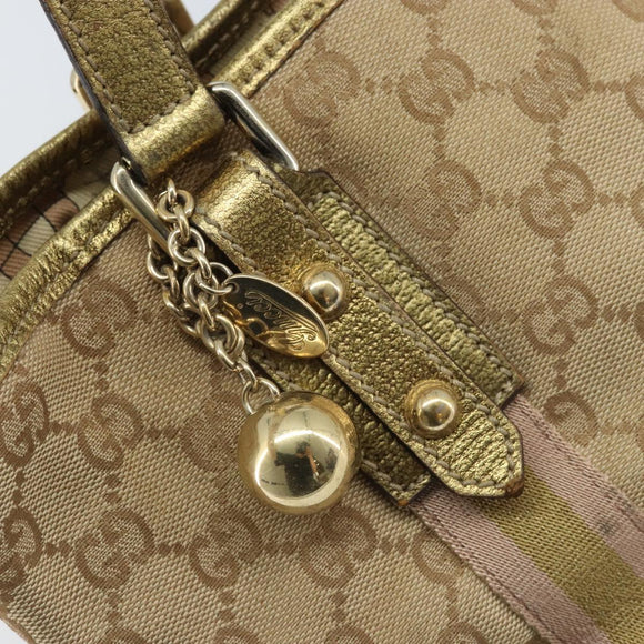 GUCCI GG Canvas Sherry Line Hand Bag Beige Gold 139261 Auth BA11705