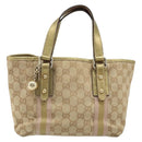 GUCCI GG Canvas Sherry Line Hand Bag Beige Gold 139261 Auth BA11705-2