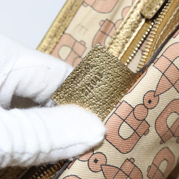 GUCCI GG Canvas Sherry Line Hand Bag Beige Gold 139261 Auth BA11705
