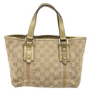 GUCCI GG Canvas Sherry Line Hand Bag Beige Gold 139261 Auth BA11705-3