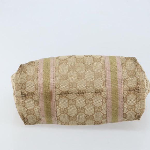 GUCCI GG Canvas Sherry Line Hand Bag Beige Gold 139261 Auth BA11705