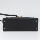 Salvatore Ferragamo Gancini Hand Bag Leather 2way Black Gold Auth BA11707-11