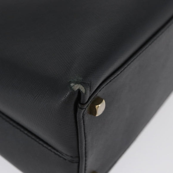 Salvatore Ferragamo Gancini Hand Bag Leather 2way Black Gold Auth BA11707