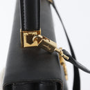 Salvatore Ferragamo Gancini Hand Bag Leather 2way Black Gold Auth BA11707-16