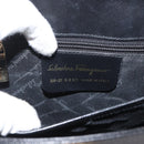 Salvatore Ferragamo Gancini Hand Bag Leather 2way Black Gold Auth BA11707-18