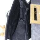 Salvatore Ferragamo Gancini Hand Bag Leather 2way Black Gold Auth BA11707-21