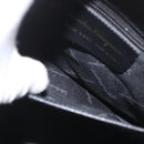 Salvatore Ferragamo Gancini Hand Bag Leather 2way Black Gold Auth BA11707-22