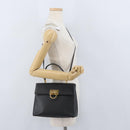 Salvatore Ferragamo Gancini Hand Bag Leather 2way Black Gold Auth BA11707-25