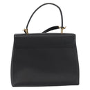 Salvatore Ferragamo Gancini Hand Bag Leather 2way Black Gold Auth BA11707-3