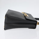 Salvatore Ferragamo Gancini Hand Bag Leather 2way Black Gold Auth BA11707-4