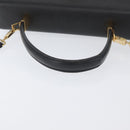 Salvatore Ferragamo Gancini Hand Bag Leather 2way Black Gold Auth BA11707-7