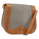 Christian Dior Shoulder Bag PVC Leather Gray Gold Auth BA11708-1