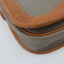 Christian Dior Shoulder Bag PVC Leather Gray Gold Auth BA11708-11