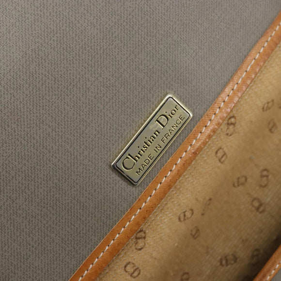 Christian Dior Shoulder Bag PVC Leather Gray Gold Auth BA11708