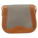 Christian Dior Shoulder Bag PVC Leather Gray Gold Auth BA11708-2