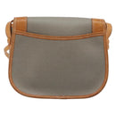 Christian Dior Shoulder Bag PVC Leather Gray Gold Auth BA11708-3