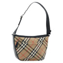 Burberrys Nova Check Shoulder Bag Canvas Beige Silver Auth BA11709-1
