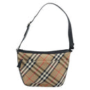 Burberrys Nova Check Shoulder Bag Canvas Beige Silver Auth BA11709-13