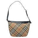 Burberrys Nova Check Shoulder Bag Canvas Beige Silver Auth BA11709-2