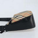 Burberrys Nova Check Shoulder Bag Canvas Beige Silver Auth BA11709-4
