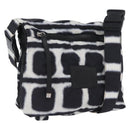 CHANEL Shoulder Bag Nylon Black White Silver CC Auth BA11713A-1