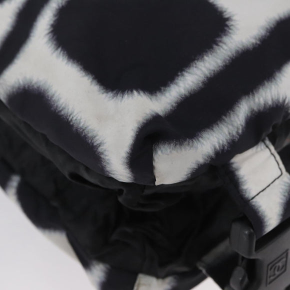 CHANEL Shoulder Bag Nylon Black White Silver CC Auth BA11713A