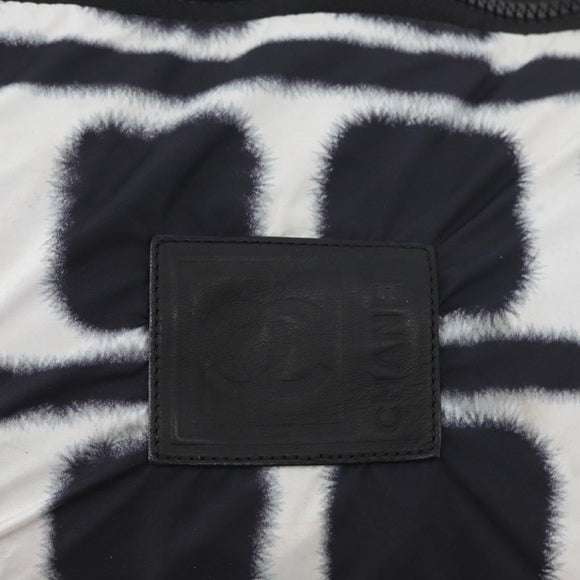 CHANEL Shoulder Bag Nylon Black White Silver CC Auth BA11713A