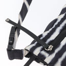 CHANEL Shoulder Bag Nylon Black White Silver CC Auth BA11713A-18
