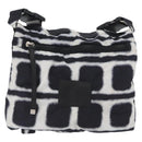 CHANEL Shoulder Bag Nylon Black White Silver CC Auth BA11713A-13