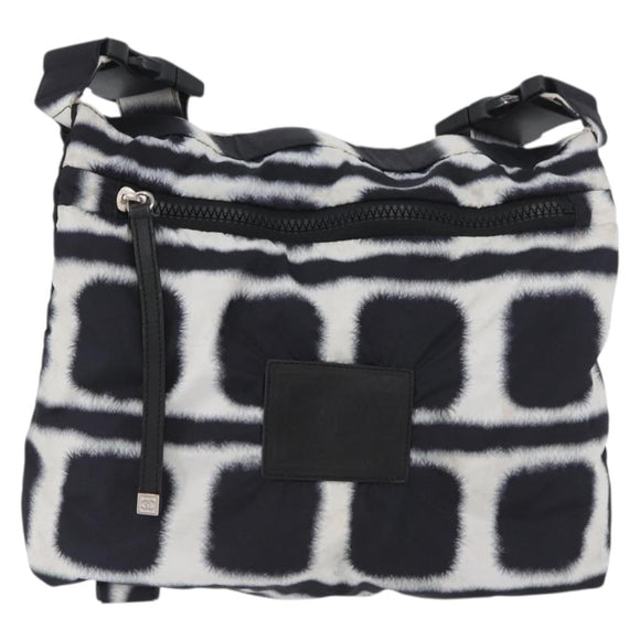 CHANEL Shoulder Bag Nylon Black White Silver CC Auth BA11713A