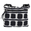 CHANEL Shoulder Bag Nylon Black White Silver CC Auth BA11713A-2