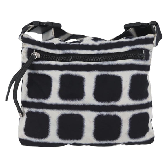 CHANEL Shoulder Bag Nylon Black White Silver CC Auth BA11713A