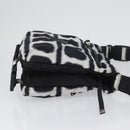 CHANEL Shoulder Bag Nylon Black White Silver CC Auth BA11713A-3