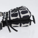 CHANEL Shoulder Bag Nylon Black White Silver CC Auth BA11713A-4