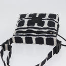 CHANEL Shoulder Bag Nylon Black White Silver CC Auth BA11713A-6