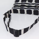 CHANEL Shoulder Bag Nylon Black White Silver CC Auth BA11713A-7