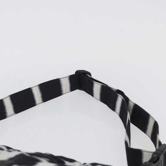 CHANEL Shoulder Bag Nylon Black White Silver CC Auth BA11713A